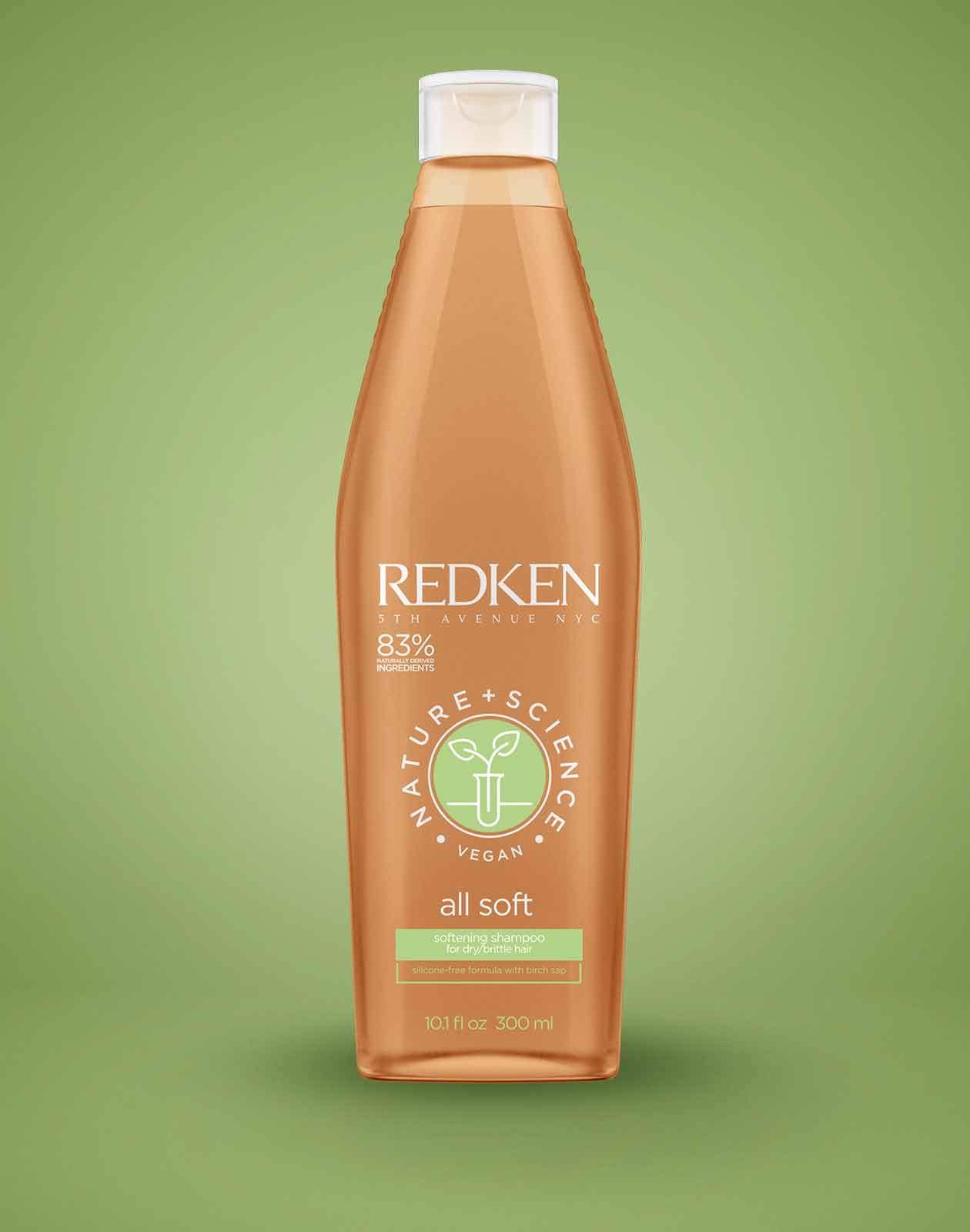 NATURE + SCIENCE ALL SOFT SULFATE-FREE SHAMPOO ENHANCE SOFTNESS WITH THIS HYDRATING SHAMPOO FORMULATED WITH NATURALLY-DERIVED INGREDIENTS