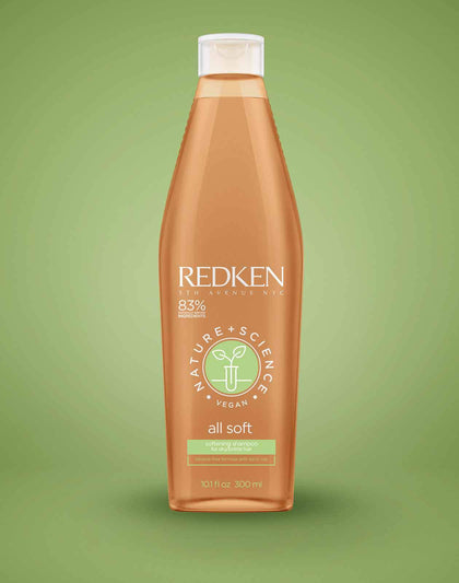 NATURE + SCIENCE ALL SOFT SULFATE-FREE SHAMPOO ENHANCE SOFTNESS WITH THIS HYDRATING SHAMPOO FORMULATED WITH NATURALLY-DERIVED INGREDIENTS